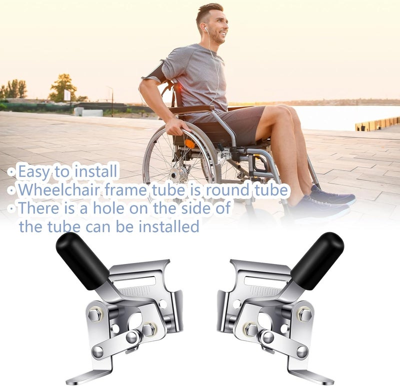 DaisyInner Heavy Duty Wheelchair Brakes Wheel Locks (Pack of 2) Wheelchair Parts Mount Bolt on Style for 7/8 Inch Tubing Universal Wheel Lock Brake Assembly Medical Transport Chair Brake Side(Silver) - Image 4